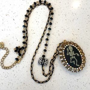 Betsey Johnson Skeleton Skull Locket Necklace